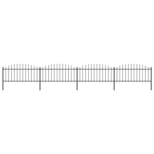 Gartenzaun mit Speerspitzen Stahl (0,5 - 0,75) x 6,8 m Schwarz