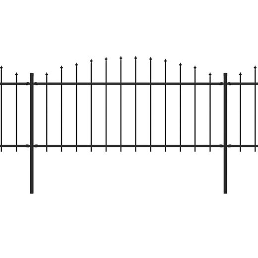 Gartenzaun mit Speerspitzen Stahl (0,5 - 0,75) x 6,8 m Schwarz