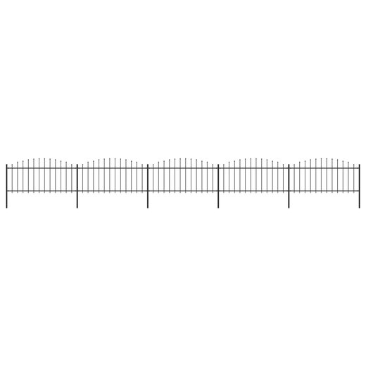 Gartenzaun mit Speerspitzen Stahl (0,5 - 0,75) x 8,5 m Schwarz