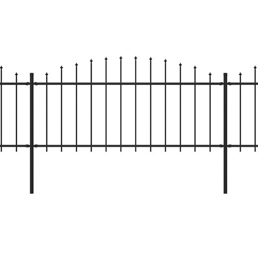 Gartenzaun mit Speerspitzen Stahl (0,5 - 0,75) x 8,5 m Schwarz