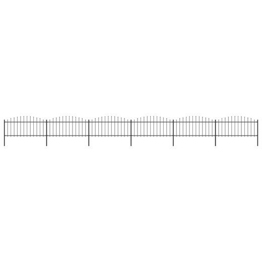 Gartenzaun mit Speerspitzen Stahl (0,5 - 0,75) x 10,2 m Schwarz