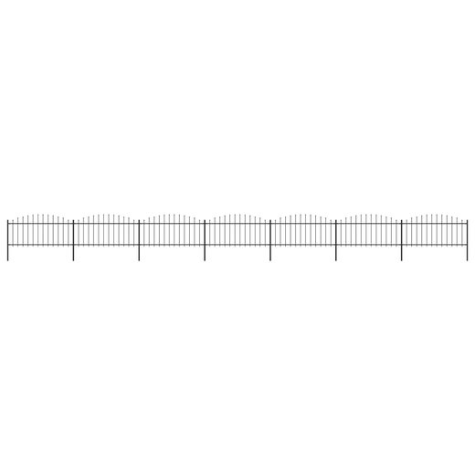 Gartenzaun mit Speerspitzen Stahl (0,5 - 0,75) x 11,9 m Schwarz