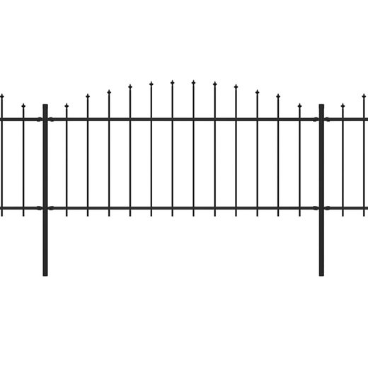 Gartenzaun mit Speerspitzen Stahl (0,5 - 0,75) x 13,6 m Schwarz