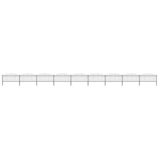 Gartenzaun mit Speerspitzen Stahl (0,5 - 0,75) x 15,3 m Schwarz