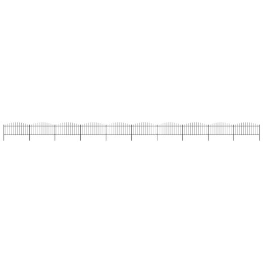 Gartenzaun mit Speerspitzen Stahl (0,5 - 0,75) x 17 m Schwarz