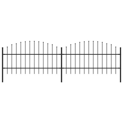 Gartenzaun mit Speerspitzen Stahl (0,75 - 1) x 3,4 m Schwarz