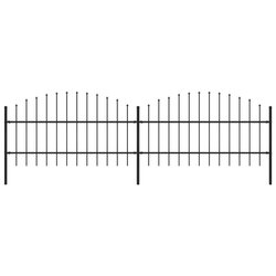 Gartenzaun mit Speerspitzen Stahl (0,75 - 1) x 3,4 m Schwarz