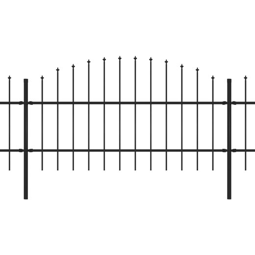Gartenzaun mit Speerspitzen Stahl (0,75 - 1) x 5,1 m Schwarz