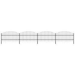 Gartenzaun mit Speerspitzen Stahl (0,75 - 1) x 6,8 m Schwarz