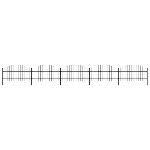 Gartenzaun mit Speerspitzen Stahl (0,75 - 1) x 8,5 m Schwarz