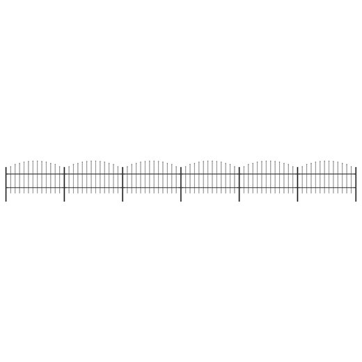 Gartenzaun mit Speerspitzen Stahl (0,75 - 1) x 10,2 m Schwarz