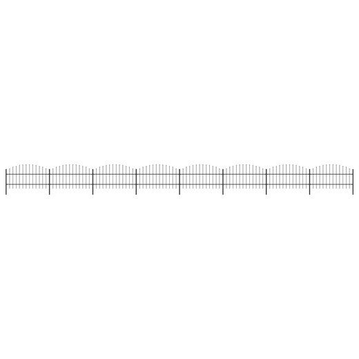 Gartenzaun mit Speerspitzen Stahl (0,75 - 1) x 13,6 m Schwarz
