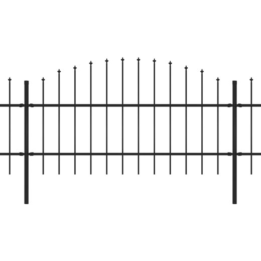 Gartenzaun mit Speerspitzen Stahl (0,75 - 1) x 15,3 m Schwarz