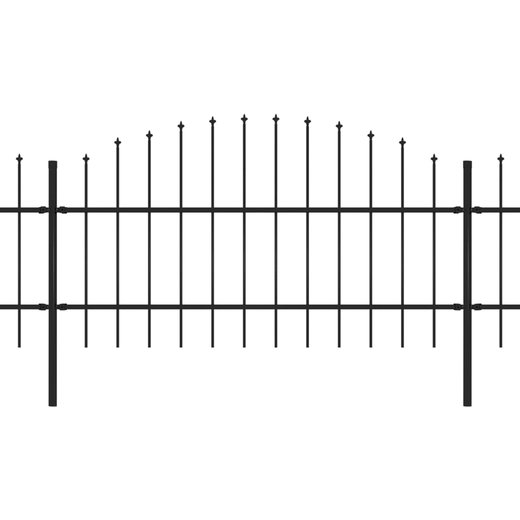 Gartenzaun mit Speerspitzen Stahl (0,75 - 1) x 17 m Schwarz