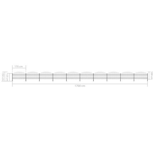 Gartenzaun mit Speerspitzen Stahl (0,75 - 1) x 17 m Schwarz