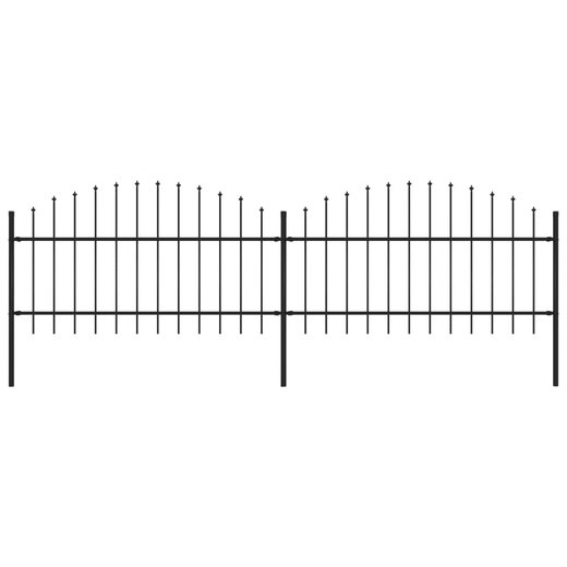 Gartenzaun mit Speerspitzen Stahl (1 - 1,25) x 3,4 m Schwarz