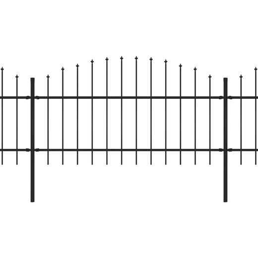 Gartenzaun mit Speerspitzen Stahl (1 - 1,25) x 3,4 m Schwarz