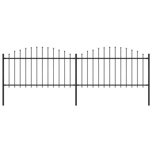 Gartenzaun mit Speerspitzen Stahl (1,25 - 1,5) x 3,4 m Schwarz