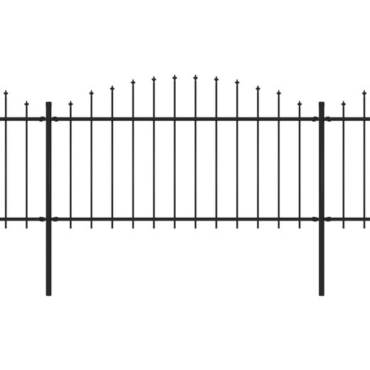 Gartenzaun mit Speerspitzen Stahl (1,25 - 1,5) x 5,1 m Schwarz