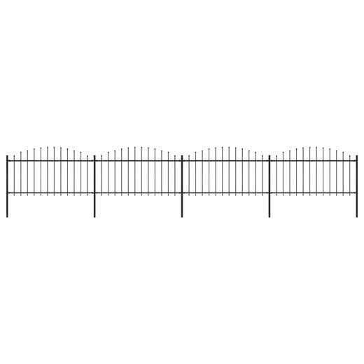 Gartenzaun mit Speerspitzen Stahl (1,25 - 1,5) x 6,8 m Schwarz