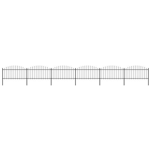 Gartenzaun mit Speerspitzen Stahl (1,25 - 1,5) x 10,2 m Schwarz
