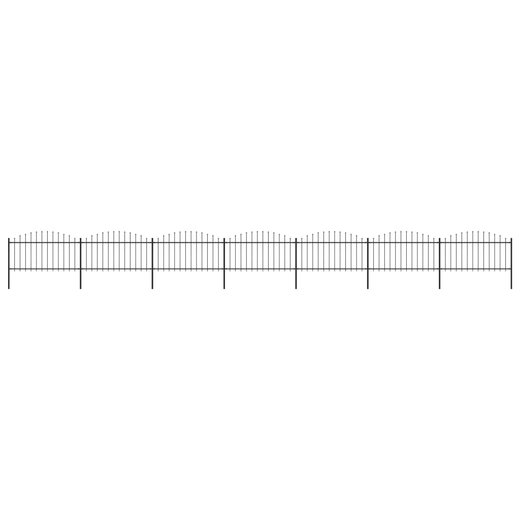 Gartenzaun mit Speerspitzen Stahl (1,25 - 1,5) x 11,9 m Schwarz