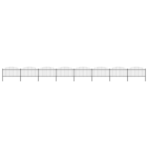 Gartenzaun mit Speerspitzen Stahl (1,25 - 1,5) x 13,6 m Schwarz