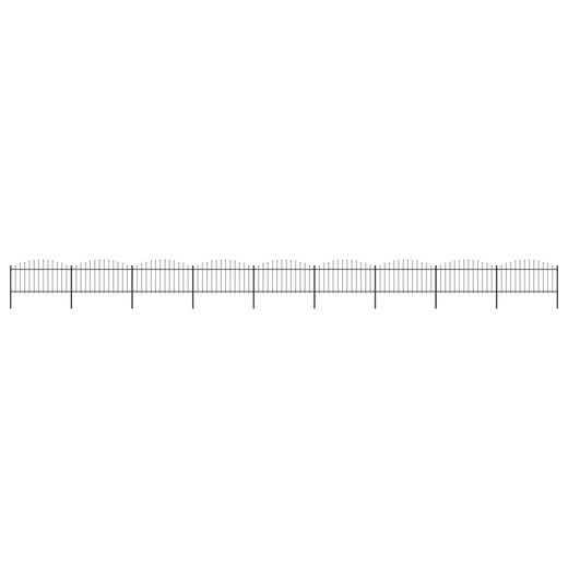 Gartenzaun mit Speerspitzen Stahl (1,25 - 1,5) x 15,3 m Schwarz