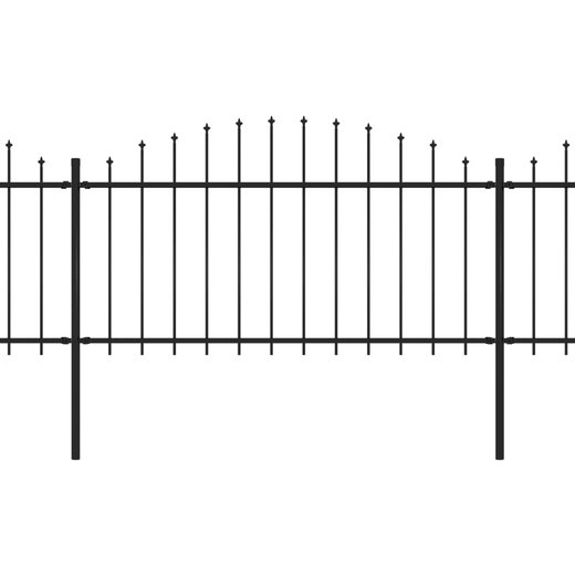 Gartenzaun mit Speerspitzen Stahl (1,25 - 1,5) x 15,3 m Schwarz