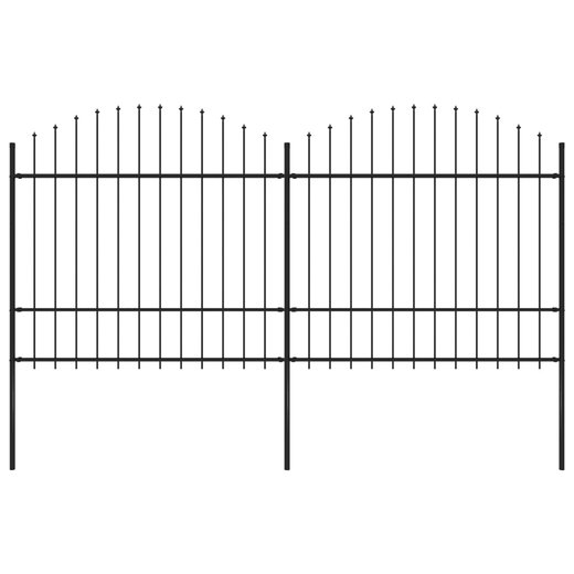 Gartenzaun mit Speerspitzen Stahl (1,5 - 1,75) x 3,4 m Schwarz