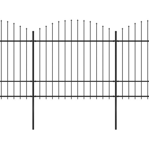 Gartenzaun mit Speerspitzen Stahl (1,5 - 1,75) x 3,4 m Schwarz