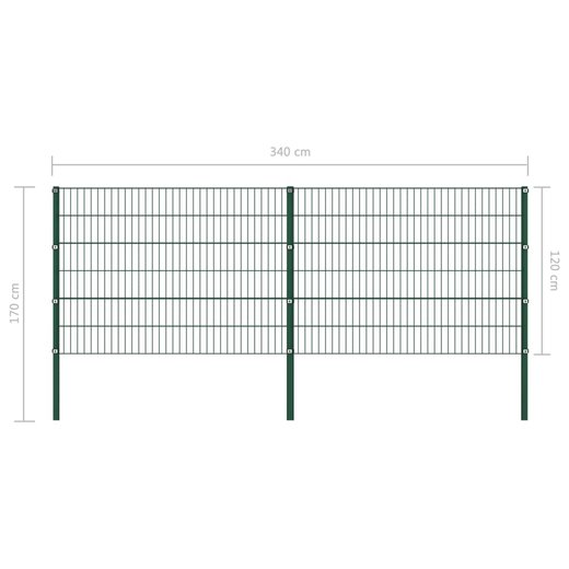 Zaunfeld mit Pfosten Eisen 3,4 x 1,2 m Grn