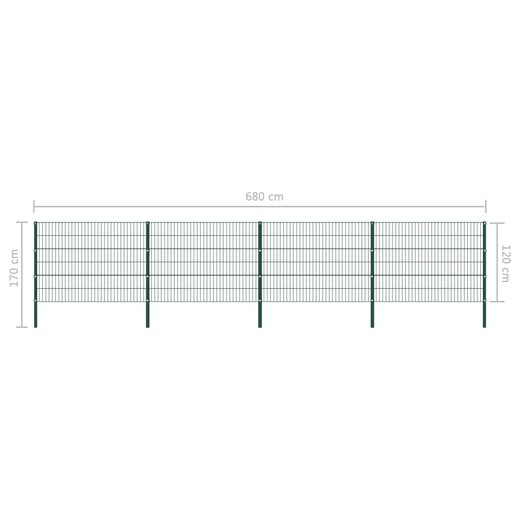 Zaunfeld mit Pfosten Eisen 6,8 x 1,2 m Grn