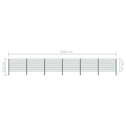 Zaunfeld mit Pfosten Eisen 10,2 x 1,2 m Grn