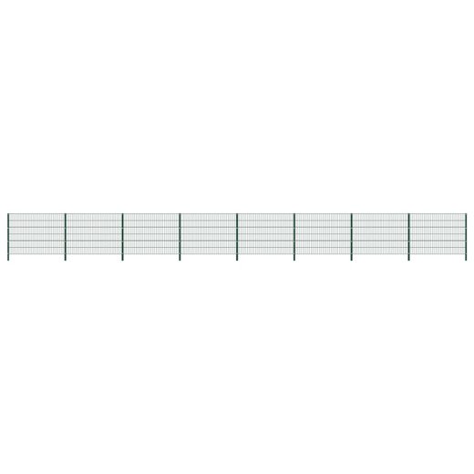 Zaunfeld mit Pfosten Eisen 13,6 x 1,2 m Grn