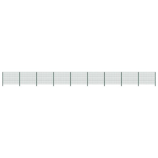 Zaunfeld mit Pfosten Eisen 15,3 x 1,2 m Grn