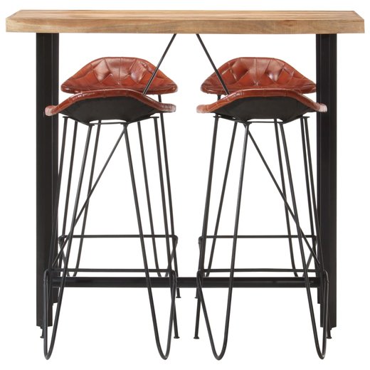 5-tlg. Bar-Set Palisander Massivholz und Echtleder