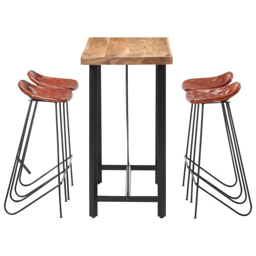 5-tlg. Bar-Set Palisander Massivholz und Echtleder