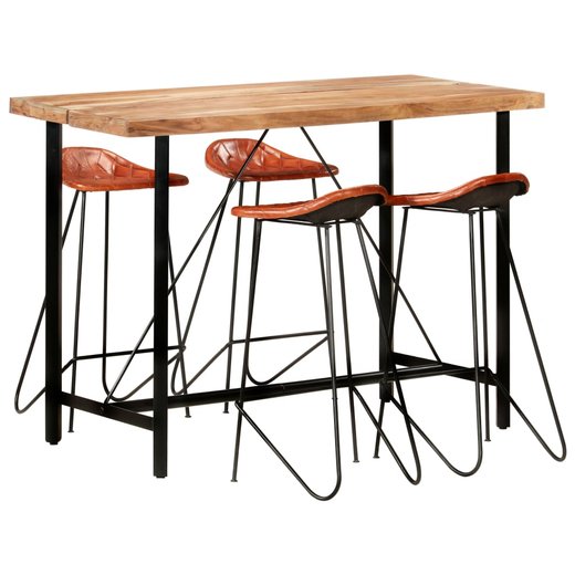 5-tlg. Bar-Set Palisander Massivholz und Echtleder