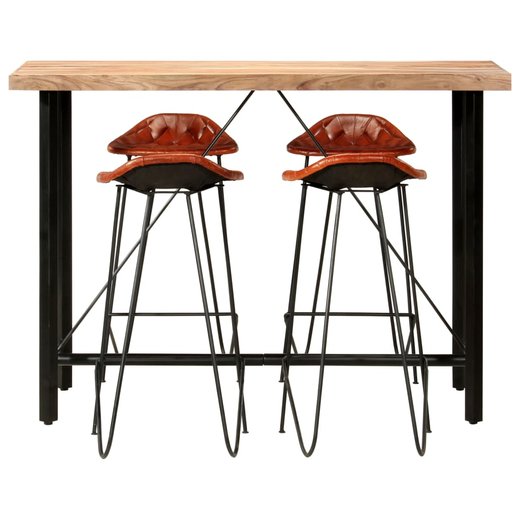 5-tlg. Bar-Set Palisander Massivholz und Echtleder