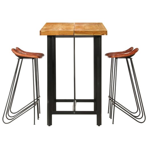 5-tlg. Bar-Set Palisander Massivholz und Echtleder