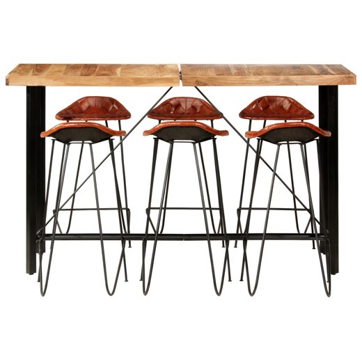 7-tlg. Bar-Set Palisander Massivholz und Echtleder