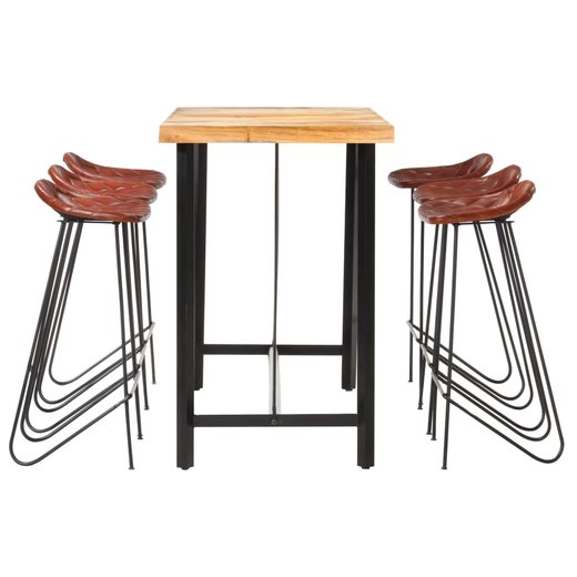 7-tlg. Bar-Set Palisander Massivholz und Echtleder