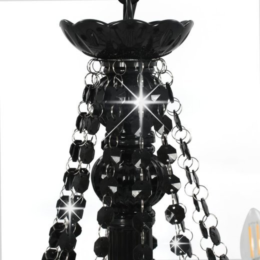 Kronleuchter mit Perlen Schwarz 12  E14-Fassungen