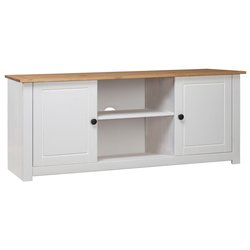 TV-Schrank Wei 120 x 40 x 50 cm Massivholz Panama-Kiefer