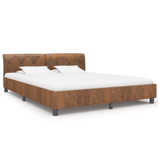Bettgestell Braun Wildleder-Optik 180  200 cm