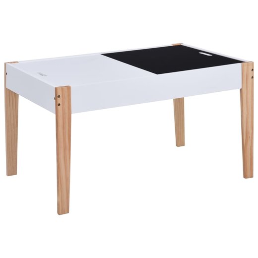 3-tlg. Kinder-Kreidetafel-Tisch und Stuhl-Set Schwarz und Wei
