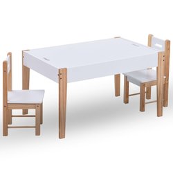 3-tlg. Kinder-Kreidetafel-Tisch und Stuhl-Set Schwarz und...