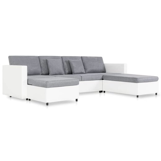 4-Sitzer Ausziehbares Schlafsofa Kunstleder Wei