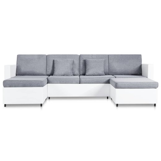 4-Sitzer Ausziehbares Schlafsofa Kunstleder Wei